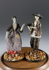TWO FRENCH COQUILLE FIGURES OF