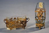 TWO FRENCH CRYSTAL AND BRONZE