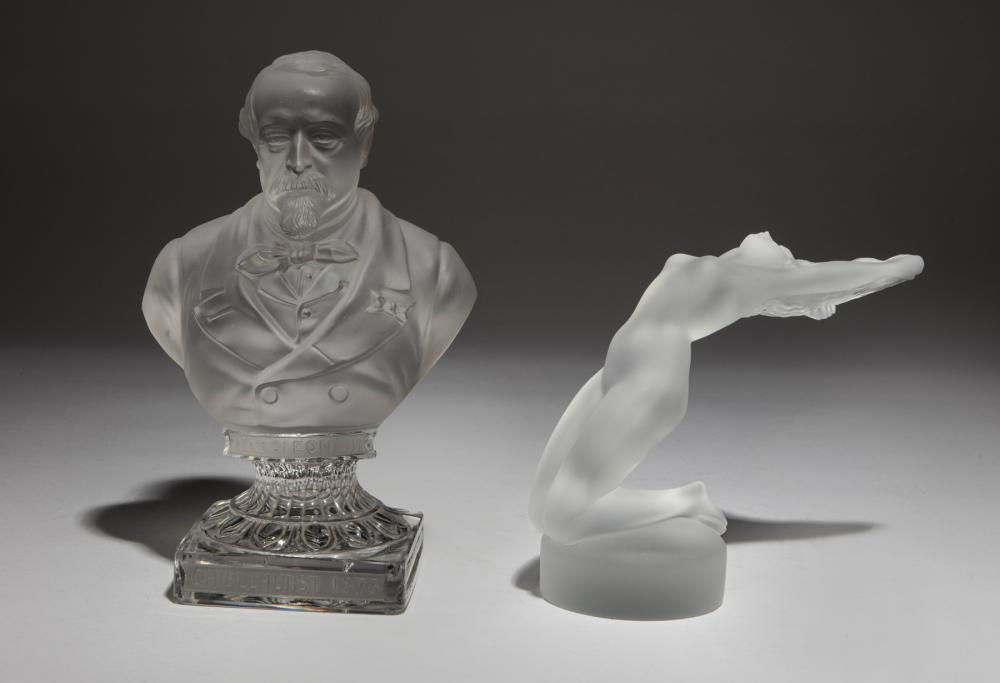 TWO FRENCH CRYSTAL FIGURESTwo