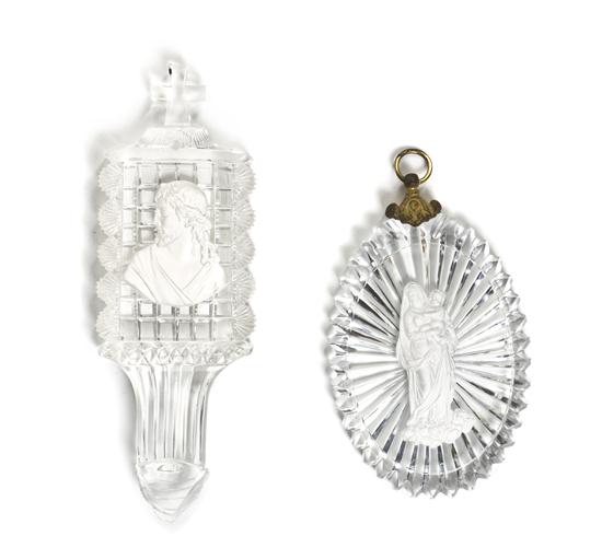 Two French Cut Glass and Sulphide