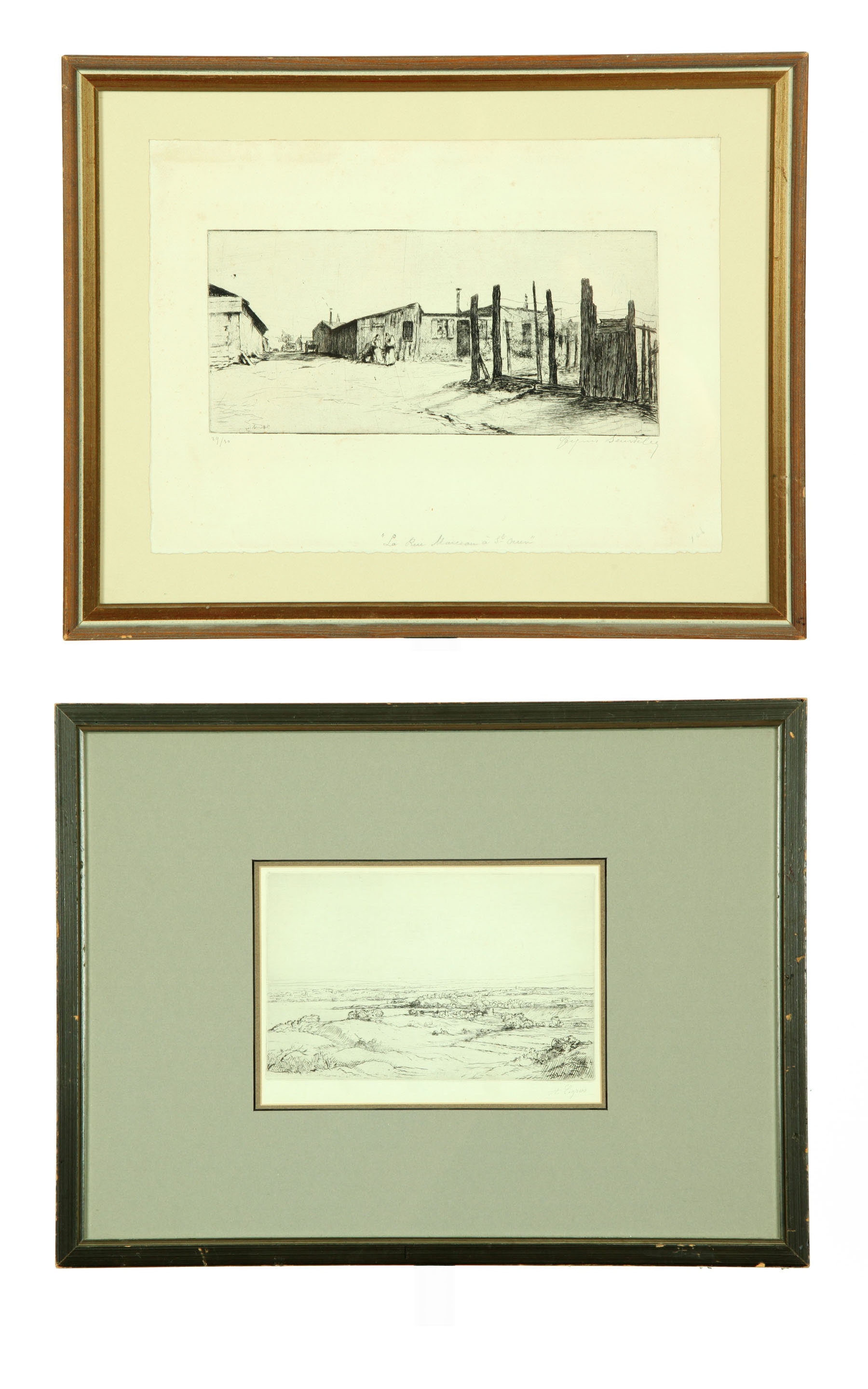 TWO FRENCH ETCHINGS.  Landscape