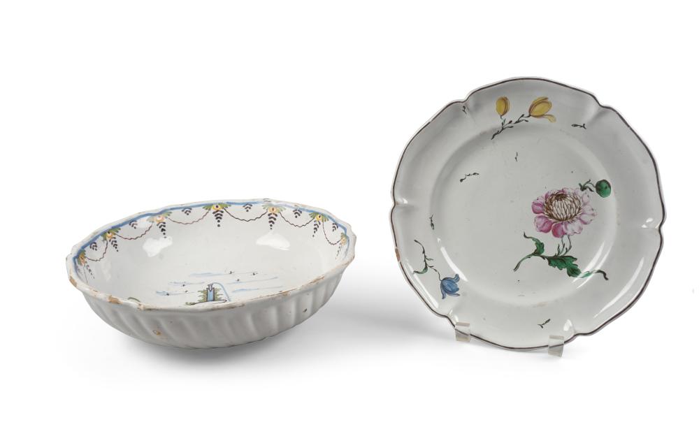 TWO FRENCH FAIENCE DISHES, 18TH