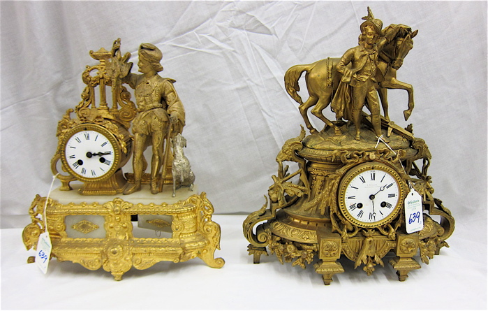 TWO FRENCH FIGURAL GILDED METAL