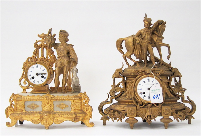 TWO FRENCH FIGURAL GILDED METAL