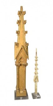 TWO FRENCH GILT AND PAINTED WO
