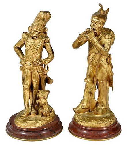 TWO FRENCH GILT BRONZE FIGURES OF