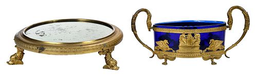 TWO FRENCH GILT BRONZE TABLE