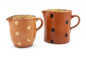 TWO FRENCH JASPE POTTERY POLKA