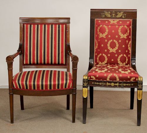 TWO FRENCH MAHOGANY CHAIRSLouis
