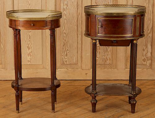 TWO FRENCH MAHOGANY MARBLE TOP