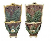 TWO FRENCH MAJOLICA WALL POCKE