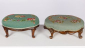 TWO FRENCH NEEDLEPOINT FOOT ST