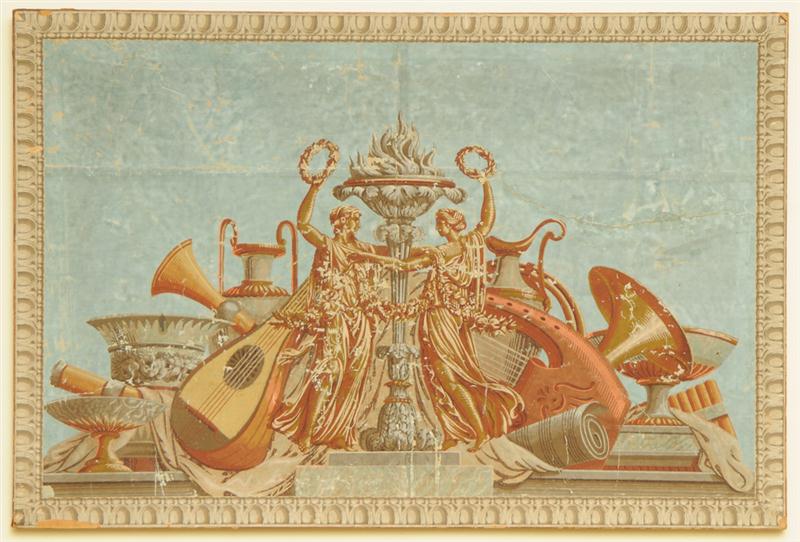TWO FRENCH NEOCLASSICAL WALLPAPER
