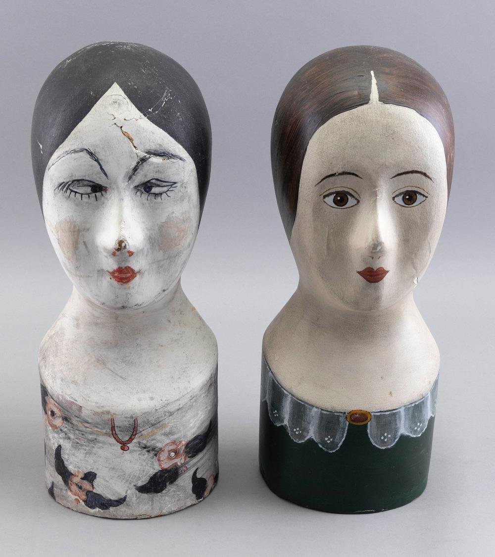 TWO FRENCH PAPIER-MÂCHÉ HEADS OF