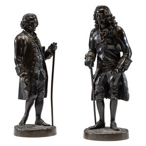 Two French Patinated Bronze Figures