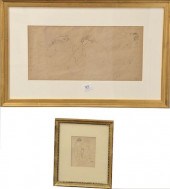TWO FRENCH PENCIL OR PAPER DRA