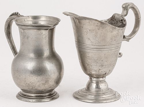 TWO FRENCH PEWTER PITCHERS, 18TH