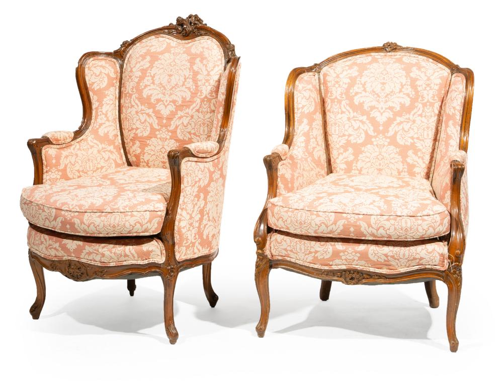 TWO FRENCH PROVINCIAL CARVED WALNUT