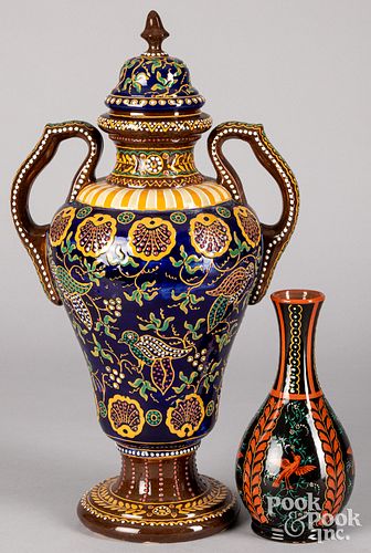 TWO FRENCH QUIMPER POTTERY VASESTwo