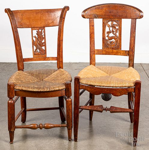 TWO FRENCH RUSH SEAT CHAIRS, 19TH