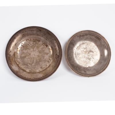 Two French silver saucer dishes,