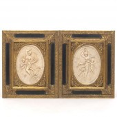 TWO FRENCH STONE CAMEO OVAL PL