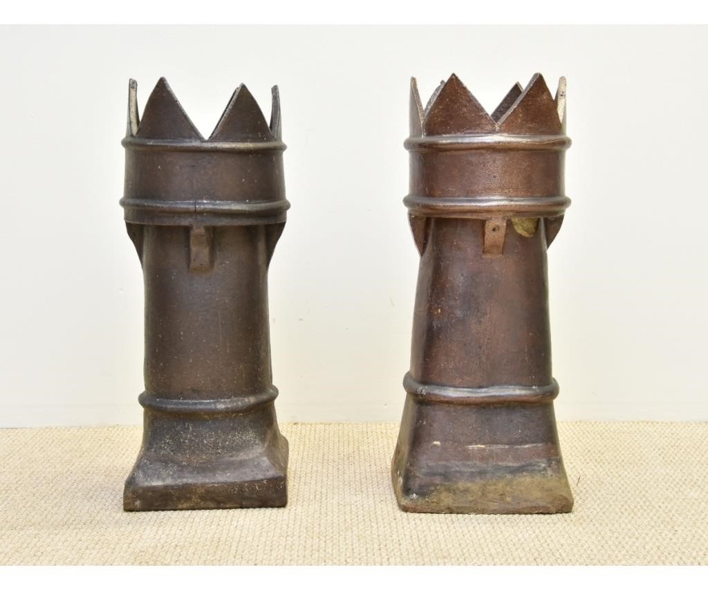 Two French terracotta glazed