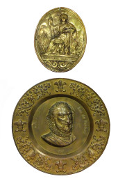 TWO FRENCH THEMED BRASS REPOUS