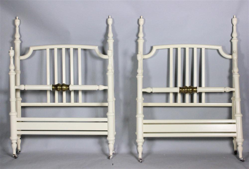 TWO FRENCH TWIN WHITE PAINTED