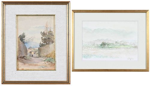TWO FRENCH WATERCOLORS, FRAMED(20th
