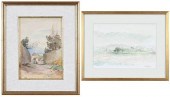 TWO FRENCH WATERCOLORS, FRAMED