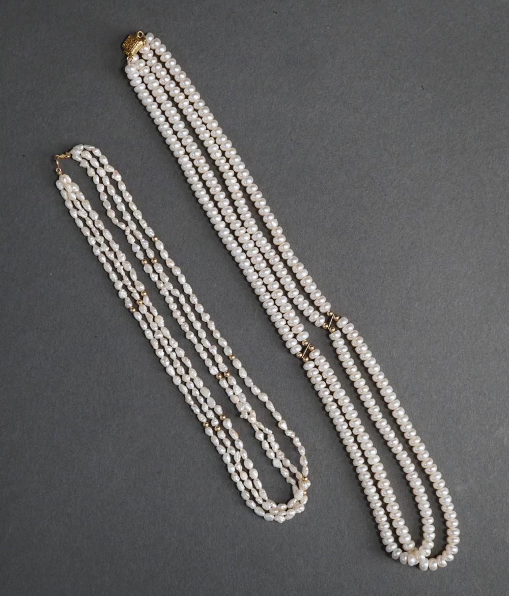 TWO FRESHWATER PEARL NECKLACESTwo