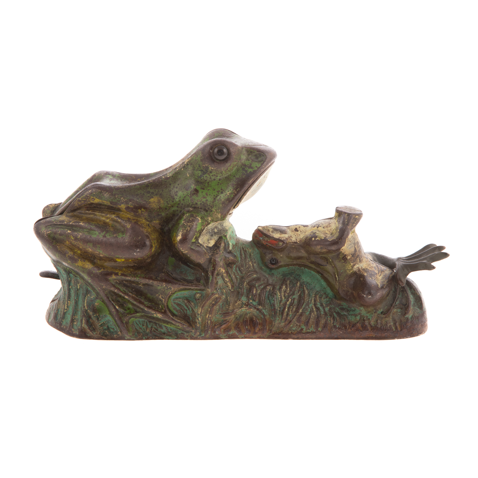 TWO FROGS MECHANICAL BANK, J & E