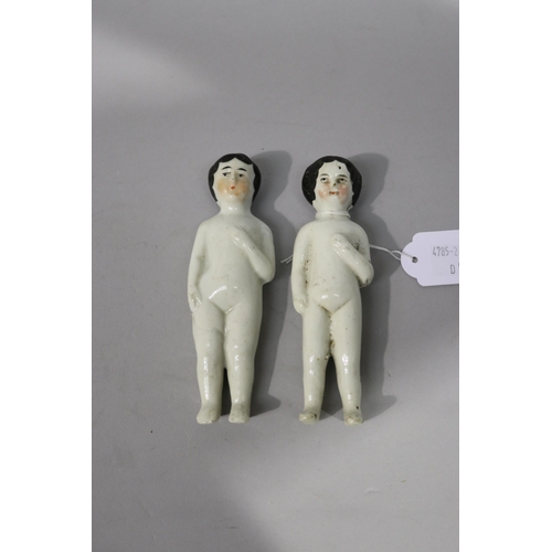 Two Frozen Charlotte's, approx 13cm