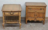 TWO FRUITWOOD BEDSIDE TABLES,