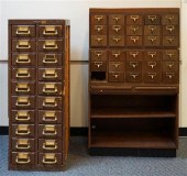TWO FRUITWOOD CARD FILE CABINE