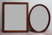 TWO FRUITWOOD FRAME MIRRORSTwo