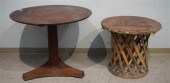 TWO FRUITWOOD ROUND TABLESTwo