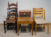 TWO FRUITWOOD SIDE TABLES AND