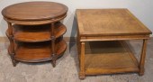 TWO FRUITWOOD SIDE TABLES, TAL