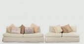 TWO FULLY UPHOLSTERED SOFAS, R