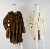 TWO FUR COATS AND A HAND MUFFV