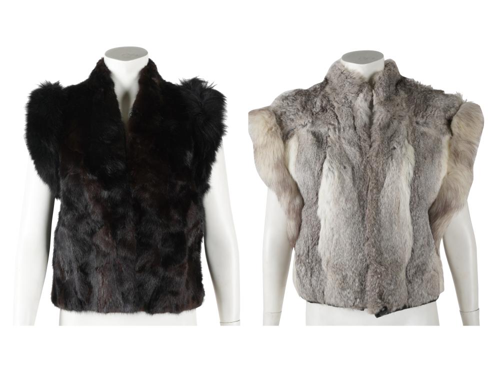 TWO FUR VESTSsimilar sizes; gray