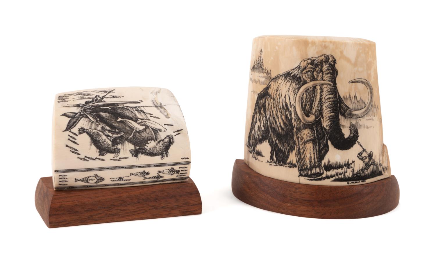 TWO G. OLSEN SIGNED FOSSIL