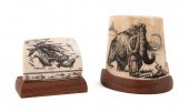 TWO G. OLSEN SIGNED FOSSIL MAM