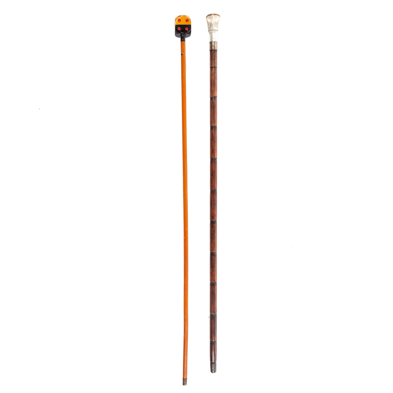 TWO GADGET CANES 20th century; dice