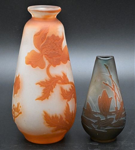 TWO GALLE CAMEO ART GLASS