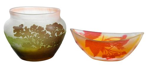 TWO GALLE CAMEO ART GLASS