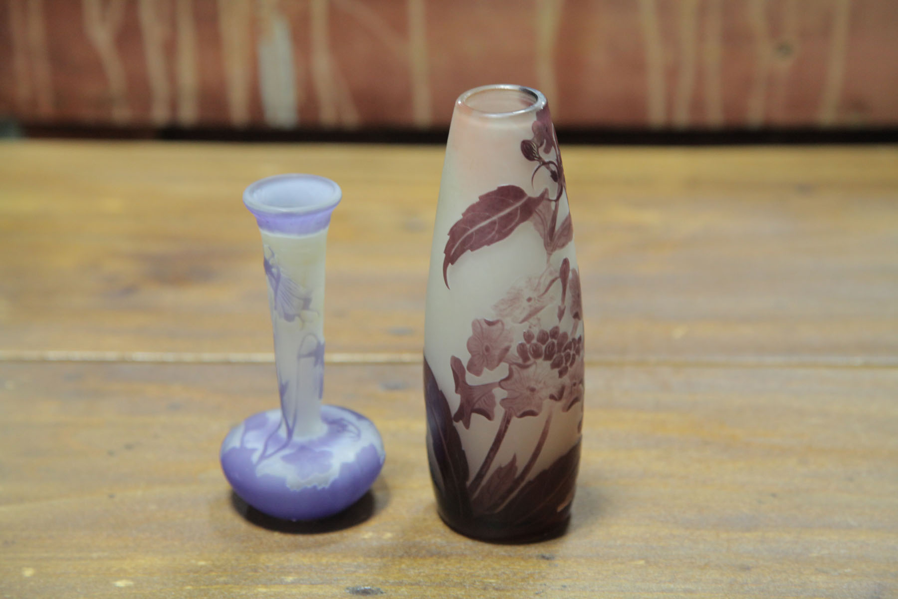 TWO GALLE CAMEO CABINET VASES. 