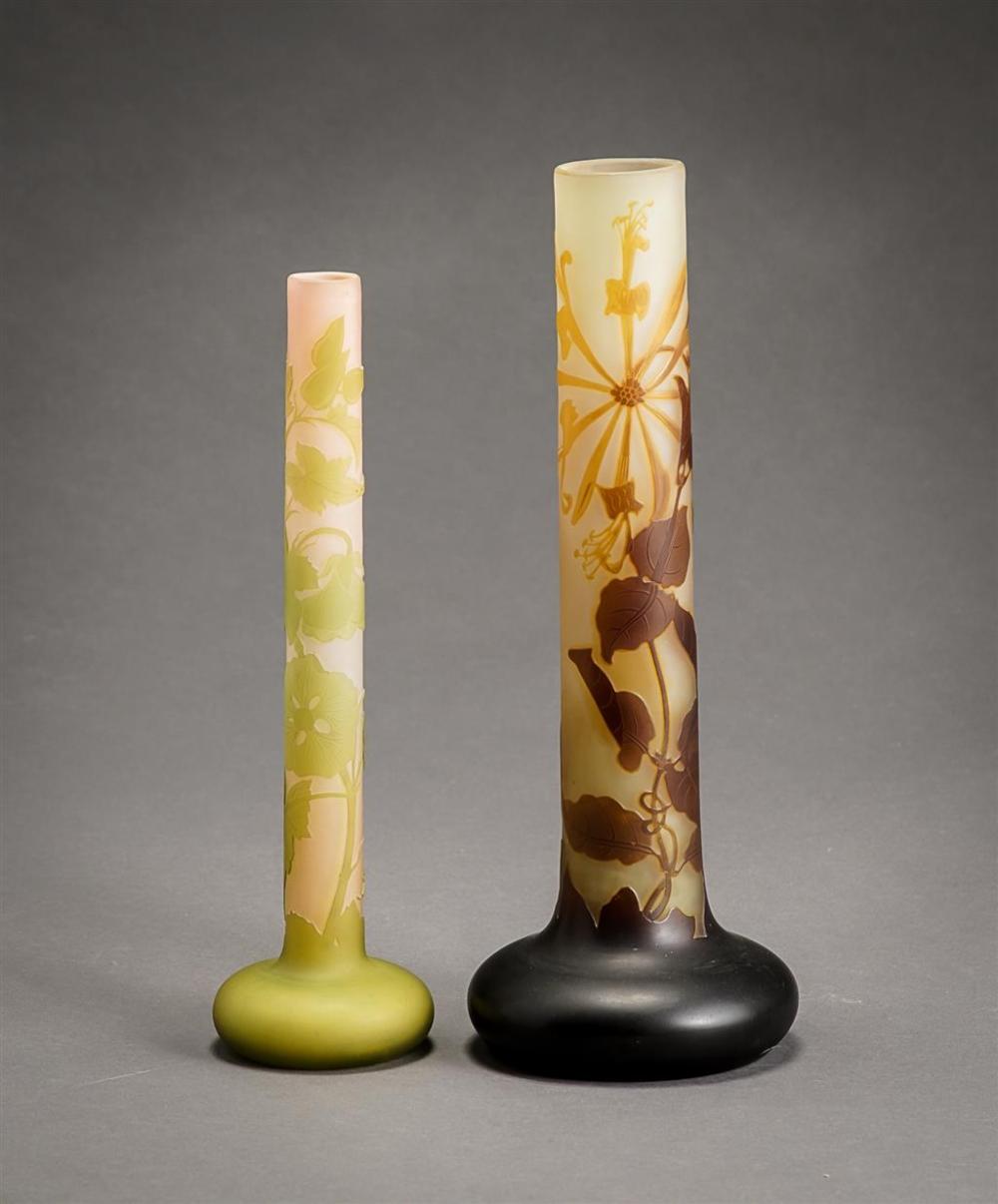 TWO GALLé FLORAL CAMEO GLASS